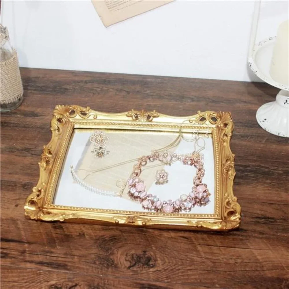 Vintage 11 x 9.5 inch Decorative Mirror, Wall Mounted & Tabletop Makeup Mirror